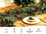 Jingle Jollys 3M Christmas Garland Pre-lit LED with Pine Cones Xmas Decor Green XM-TR-GAR-BR-3M-LED