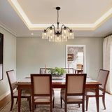 Crystal Chandelier Industrial Farmhouse, Black V178-34591