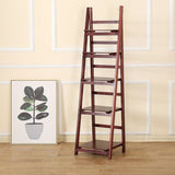 5 Tier Wooden Ladder Shelf Stand Storage Book Shelves Shelving Display Rack V63-824191