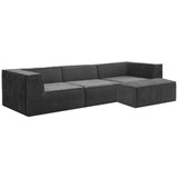 Sarantino Novi 3-Seater Modular Sofa Ottoman Charcoal Black Non-Slip Bottom Lounge SOFA-MLM-232-BK