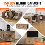 VEVOR Cat Litter Box Enclosure Wooden Litter Box Furniture Hidden 2 Rooms Greige V952-JSDMMSPWQ472MXLF5V0