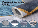 Artiss Washable Floor Rug 160X230cm Large Geometric Area Rug Modern Floor Carpet FLR-2846-160X230-BLGY