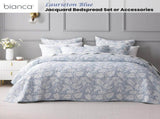 Bianca Laurieton Blue Jacquard Botanical Bedspread Set Super King V442-BCA-BEDSPREAD-LAURIETON-BLUE-SK