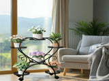 6 Potted Heart-shaped Metal Tall Plant Stand Rolling Garden Cart Flower Racks AU V767-HJ-XZ1747