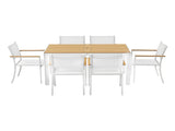 Gardeon 7PCS Outdoor Dining Set Table and Chairs Patio Garden Furniture Bistro Set White FF-DINING-7PLW-WH-ABC