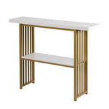 Artiss Console Table Marble Effect White&Gold MET-CST-01-MBWH
