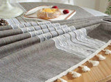 Round Polyester Tablecloth With Tassels, Decorative Machine Washable Table Cover For Indoor Outdoor V1237-ZY-807-190