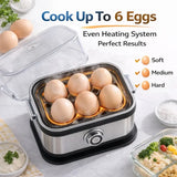 Multifunctional Electric Egg Cooker Holds 6 Eggs, Timer Control, Soft to Firm Doneness, Quick V1232-ZDQ-001
