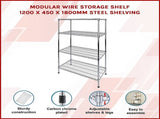 Modular Wire 120x45cm Steel Shelving Chrome With Fixed Legs For Garage Kitchen Or Retail V63-841021
