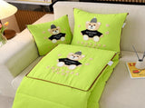 Green Cap Bear 2-in-1 Foldable Car Pillow - Cozy 40x40cm Pillow, Unfolds to 100x150cm V888-ELOSUNG33179