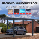 SHADE SHIELD Arched Single Carport 3.0m x 5.5m x 3.4m, Aluminium Alloy Frame, Polycarbonate Roof, V219-CPRSINPCSM4A