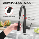 Kitchen Mixer Tap Pull Out Round 2 Mode Sink Basin Faucet Swivel WELS Black TAP-A-82H52-BK