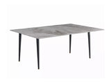 Glossy Gray Rectangular Stone Dining Table With Slim Black Legs V767-JJ-XZ327-YDL