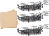12PCS French Fries Baskets Set, Black Iron Serving Basket with Handle, Oval Mesh Food Presentation V1192-AZ-W-18409