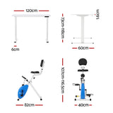 Artiss Under Desk Folding X-Bike with 120cm Automatic Standing Desk Magnetic Resistance White SDEB-ET157-WH-120-DB02