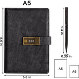 Diary with Lock, A5 PU Leather Journal with Lock, 240 Pages, Vintage Lock Journal Password Protected V1237-ZY-203-1393