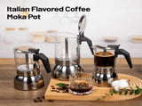 9 Cup Glass Clear Moka Pot Thickened Stainless Steel Stovetop Espresso Maker Italian Coffee Machine V1370-AZ4-10271