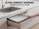 Collapsible Dish Drainer Rack, Foldable Kitchen Drying Rack with Utensil Holder for Countertop, V1366-AZ2-W-15304