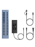 ACASIS HB16PRO 16-Port USB 3.2 10Gbps 12V/8A Powered 8 x USB-A 8 x USB-C Docking Hub for PC & V28-ELEACAHB16PRO