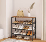 4-Tier Shoe Rack, Industrial Shoe Organizer Storage Bench V178-86259