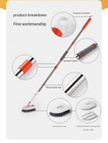 9-piece White and Orange Complete Home Cleaning Brush Set - Stainless Steel Telescopic Bathroom V888-ELOSUNG53028