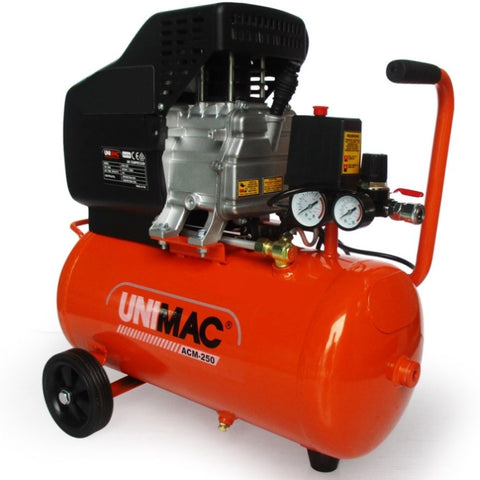 UNIMAC Portable Electric Air Compressor, 24L 2HP Direct Drive, Includes 5pc Air Tool Kit V219-ACMOILUMCA250