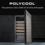 POLYCOOL 95L 34 Bottle Wine Bar Fridge Underbench Cooler Compressor Glass Door, Black V219-APPWCLPY4CKA