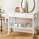 Artiss Console Table 2 Drawers 100CM White Chole FURNI-P-HS-2D100-WH