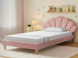 Artiss King Single Bed Frame BedStory Mattress Set Pink Velvet Scallop Bedhead with 20cm Mattress BFRAME-SET-ROSY-XFMA-KS