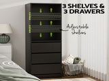 Artiss 3 Chest of Drawers Tallboy Cabinet Black FURNI-L-CDR-3D3S-BK-AB