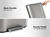Cefito Kitchen Trash Can 40L Pedal Bins Rubbish Bin Steel with Soft Close Lid, Removable Inner RB-40L-1C-GY