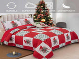 Elegant Red, greem & White Christmas Queen Bedspread Set V745-MAC080143Q13U