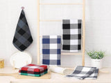 Homaxy 100% Cotton Waffle Weave Check Plaid Kitchen Towels, 13 x 28 Inches, 4-Pack, White & Black V1258-DP02-F-161
