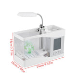 Multifunctional USB Rechargeable Mini Fish Tank Aquarium with Clock Function LED Light White V1294-YM0727-JY05831-01