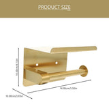 Plated Gold Toilet Paper Holder with Storage Shelf Wall Mounted Durable Roll Paper Rack for Bathroom V1366-AZ2-W-19398