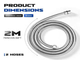 2Pcs Flexible Shower Hose, Extended Reinforced Braided Design, Universal G1/2in Connector for Simple V1369-AZ3-W-12587