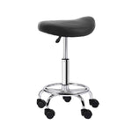 Artiss Salon Stool Saddle Swivel Chair Black SALON-B-ERG-BK