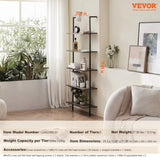 VEVOR Industrial Square Pipe Shelf 5 Tier 64x30x182.5cm Wall-Mount for Bedroom V952-JSGZWJFGHMBHOYOVAV0