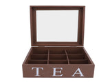 Wooden Tea Storage Organizer with Clear Acrylic Top Window 9 Compartments Eco Friendly Tea Bag V1294-YM0901-3117240213612