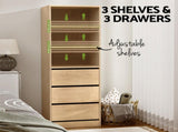 Artiss 3 Chest of Drawers Tallboy Cabinet Pine FURNI-L-CDR-3D3S-WD-AB
