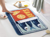 Sardine Can Bath Mat, Blue Bathroom Rugs for Bedroom, Soft Washable Rug Non Slip Cute Kitchen Bath V1258-DP02-C-555