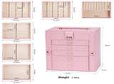 CARLA HOME 6-Layer Large Jewelry Box for Women withDrawers, Mirror, Lock, Necklace Hooks & Side V178-36227