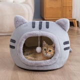Fluffy Dog Bed Cat Bed Winter Pet House Anti-Slip, M, Brown Gray Pink V1188-MS-325-1450