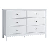 Artiss 6 Chest of Drawers Dresser Lowboy Curved Edge Scalloped White Bedroom FUR-S-CDR03-6D-WH-AB