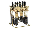 Cutlery Set Black Gold Rimmed Ceramic Stainless Steel Spoons Forks Cutting Tools for Steak Western V1294-YM0901-YM888TM01-24-CB005-B5-0076