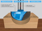 1/4 Inch Shank Round Nose Router Bit Set, 8 Pcs Core Box Router Bits for Woodworking, Cove Box V1366-AZ2-W-15464