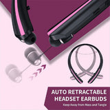 Neckband Wireless Bluetooth Earphones, Retractable Ear Sweat-Proof Stereo Noise-Canceling Earphones V1369-AZ3-W-08476
