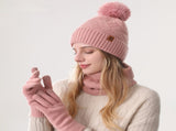 Women's Fashionable Winter 3-Piece Set Knit Hat, Scarf, Gloves. A must-have for outdoor skiing V1265-AU-055-FEN