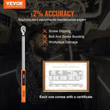 VEVOR Digital Torque Wrench, 1/2" Drive Electronic Torque Wrench, Torque Wrench Kit V952-SXSNLBSSSZNSZ12X5V0