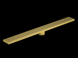 1200mm Bathroom Shower Brushed Brass Grate Drain w/ Centre outlet Floor Waste Square Pattern V63-844721